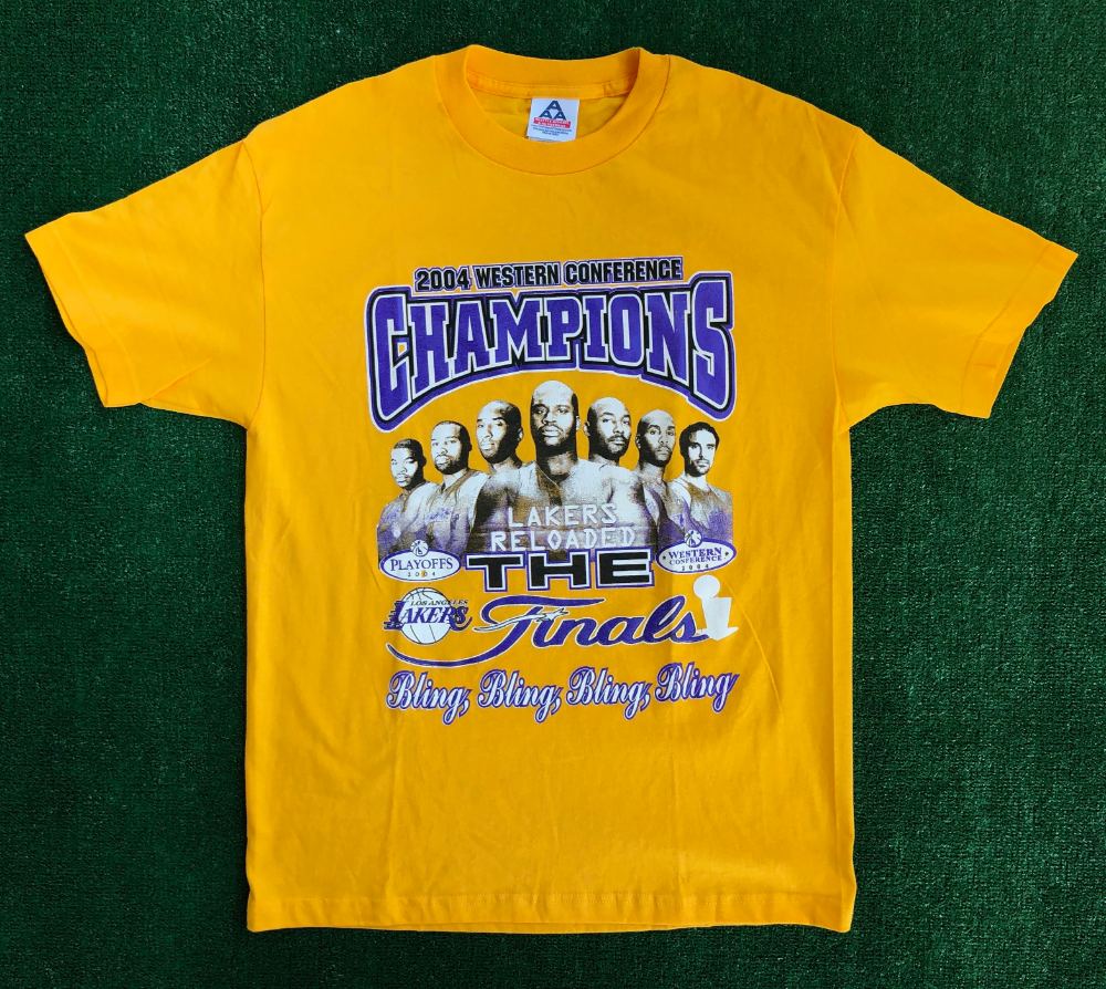 2004 Western Conference Champions Bling Bling Bling Bling Los Angeles Lakers  NBA T Shirt Size Large – Rare VNTG