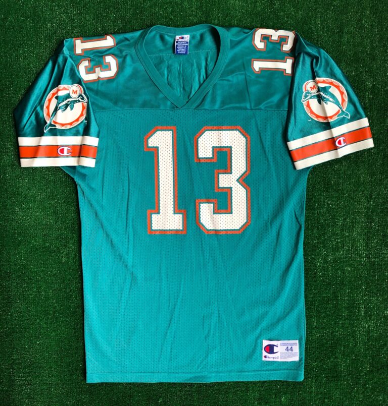 90âs Dan Marino Miami Dolphins Champion NFL Jersey Size 44 Large â Rare VNTG