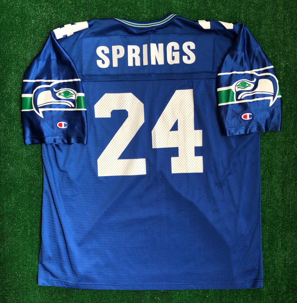 90’s Shawn Springs Seattle Seahawks Champion NFL Jersey Size 48 XL – Rare VNTG