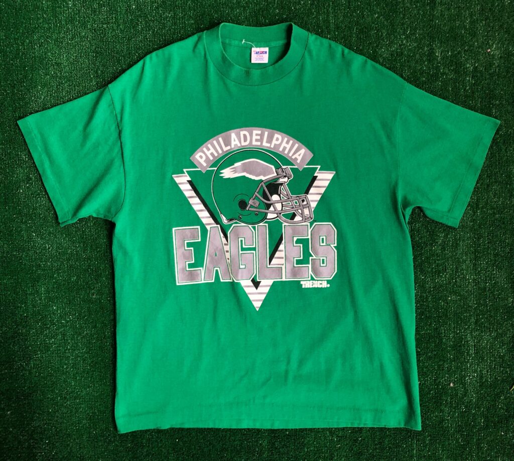 90's Philadelphia Eagles Trench Kelly Green NFL T Shirt Size Large