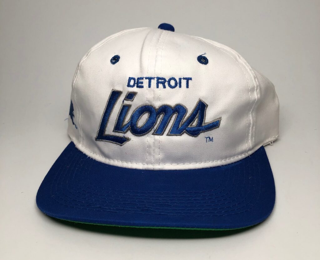 90's Detroit Lions Sports Specialties Script NFL Snapback Hat
