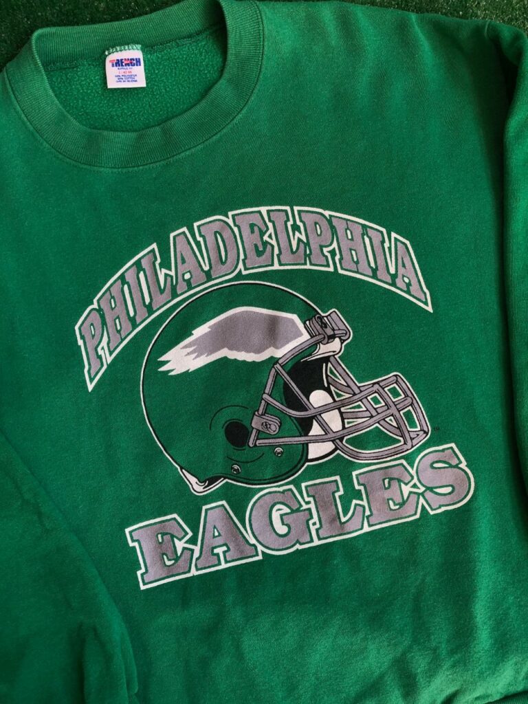 90âs Philadelphia Eagles Kelly Green Trench NFL Crewneck Sweatshirt Size Large â Rare VNTG