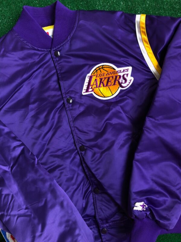 90's Los Angeles Lakers Purple Starter Satin NBA Bomber Jacket Size Large –  Rare VNTG