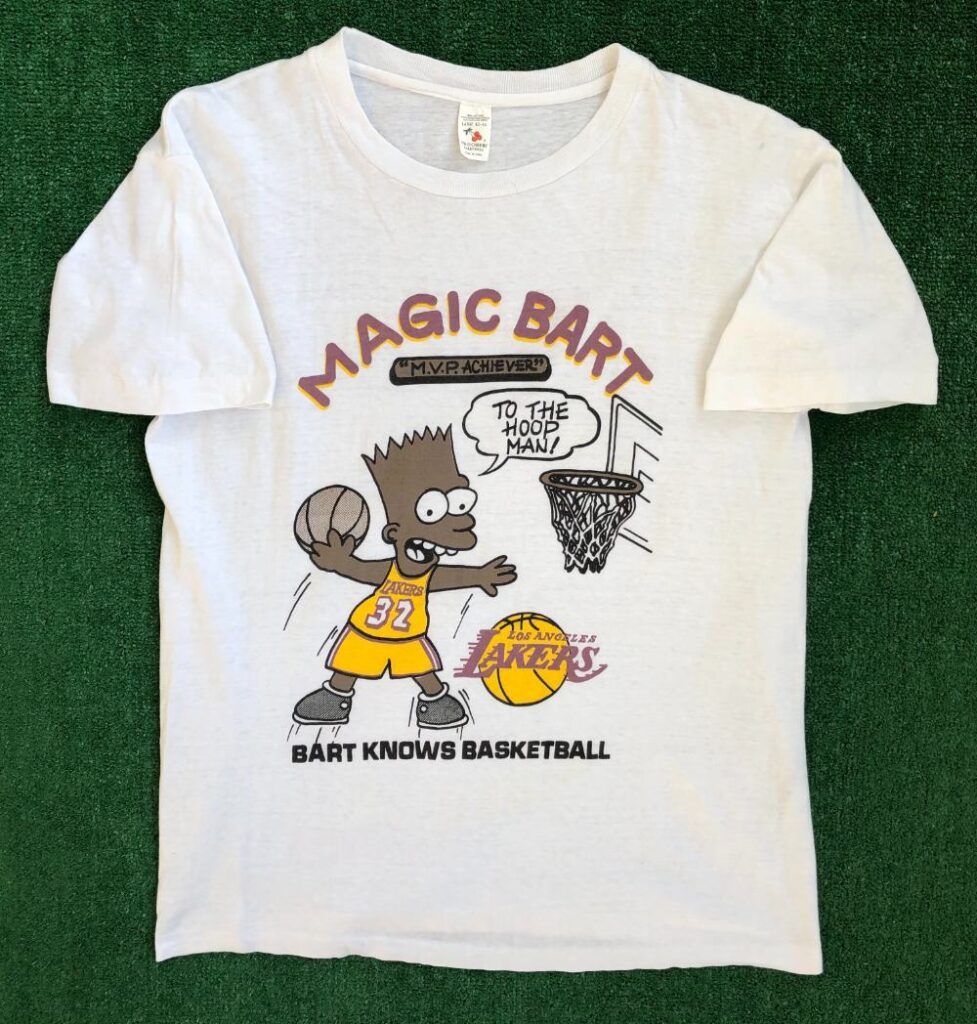 bestrating kleding Bemiddelen 80's Bootleg Bart Simpson Magic Johnson Los Angeles Lakers NBA T Shirt Size  Large – Rare VNTG