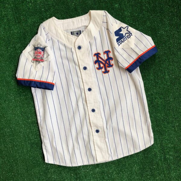 Youth Large Vtg 1990s Retro Baseball Collectible Top USA Kids Vintage 90s New York Mets Jersey
