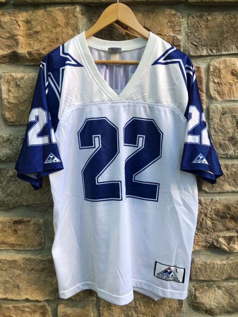 1995 Made in USA Vintage 90's Size XL Original Dallas Cowboys #22 Emmitt Smith Classic Pro Player Football T-shirt