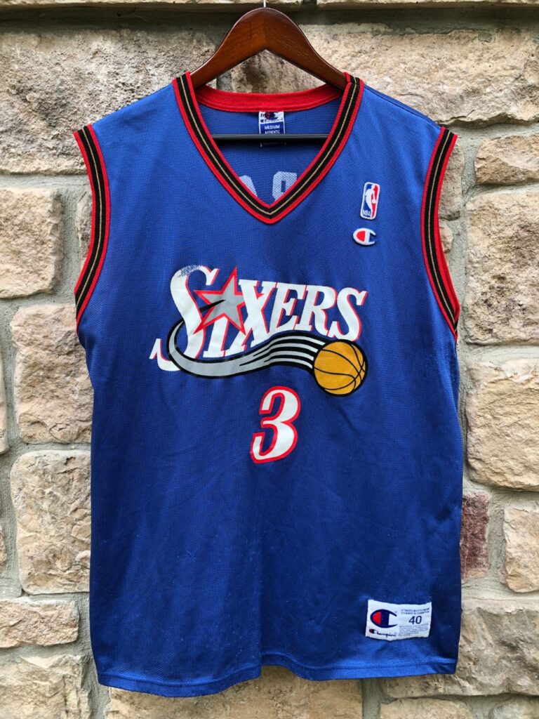 2001 Allen Iverson Philadelphia 76ers Authentic Champion NBA Jersey Size 48  XL – Rare VNTG