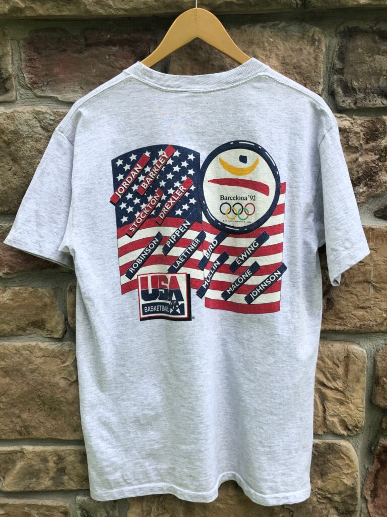 1992 Dream Team USA Olympic Gold Medal Salem Caricature NBA T