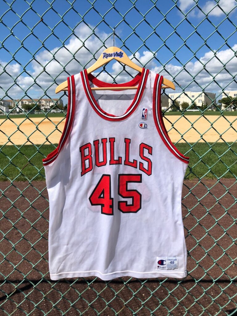 90s Michael Jordan Chicago Bulls '45' White Champion Jersey