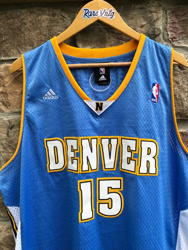 Nike Carmelo Anthony Jersey Mens Large Denver Nuggets #15 Blue Yellow NBA  Retro