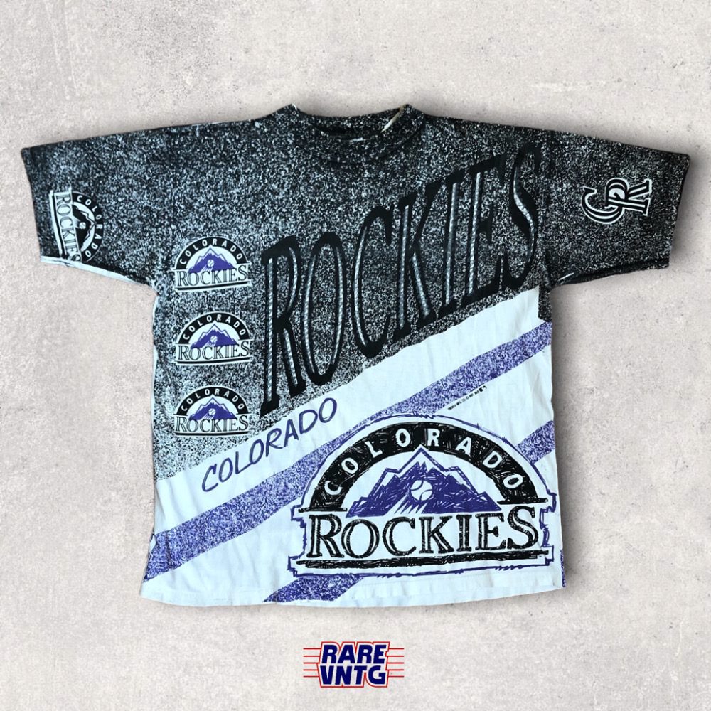 1991 Colorado Rockies Trench All Over Print MLB T Shirt Size XL – Rare VNTG