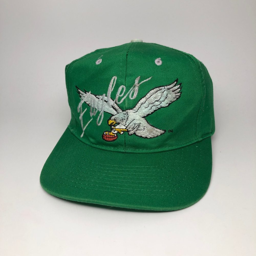 90's Philadelphia Eagles Kelly Green AJD NFL Snapback Hat – Rare VNTG