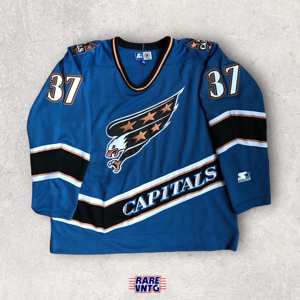 90's Olaf Kolzig Washington Capitals Screaming Eagle Blue Starter NHL Jersey  Size XL – Rare VNTG