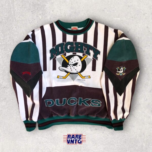 T-shirt Vintage Nutmeg Anaheim Mighty Ducks LNH Années 90 - Mauve - Taille Jeunesse XL / Homme S