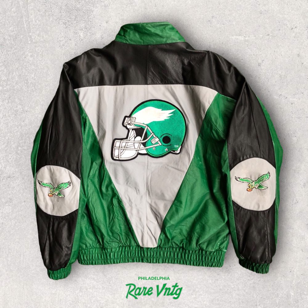 80's Philadelphia Eagles Leather Varsity Bomber NFL Jacket Size