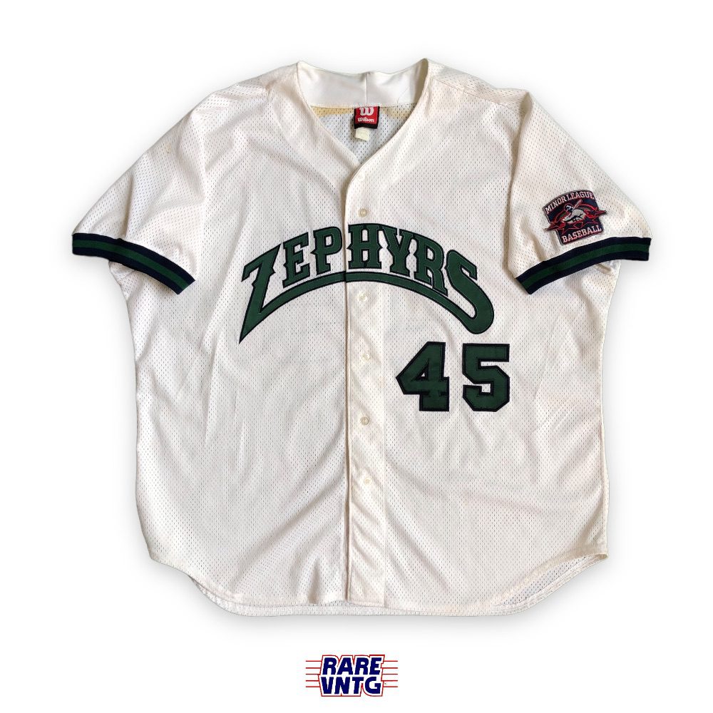 00's New Orleans Zephyrs #45 Game Worn Wilson MILB Jersey Size 54 – Rare  VNTG