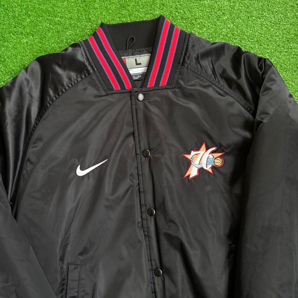 00's Philadelphia 76ers Sixers Nike Satin NBA Varsity Jacket Size